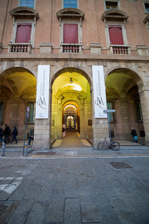 Bologna / Italy - February 12, 2020: View of the amazing city of Bologna in Italy, before the...