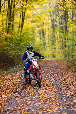 November 7, 2020, images from the enduro motorbike training made in the forest near Pitesti,...
