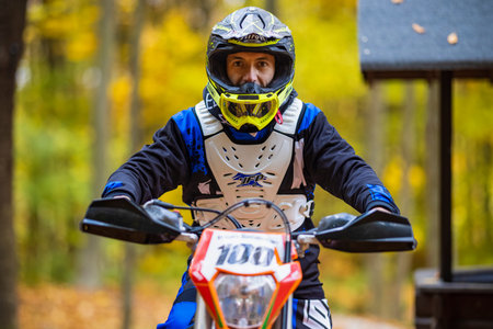 November 7, 2020, images from the enduro motorbike training made in the forest near Pitesti,...