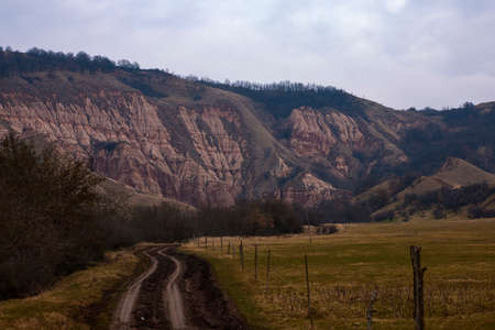 The beautiful Red Ravine (Rapa Rosie) from the Carpathian mountains, near Sebesの写真素材