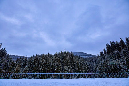 beautiful mountain landscape in winter in the Carpathian mountains of Romania