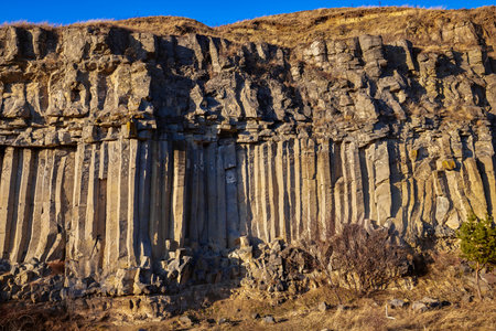 Basalt columns from Racos town in Brasov, Romaniaの写真素材