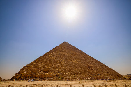 18 April 2021. Egypt, Cairo - Giza. General view of pyramidsのeditorial素材