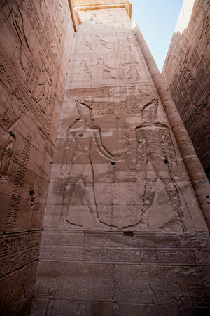 Edfu, Egypt April 16, 2021, Temple of Horus, important tourist attraction