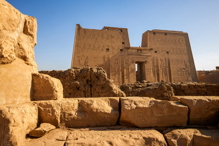 Edfu, Egypt April 16, 2021, Temple of Horus, important tourist attractionのeditorial素材