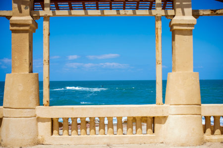 Alexandria, Egypt- April 12 2021: Day shot of the Royal palace at Montaza public park