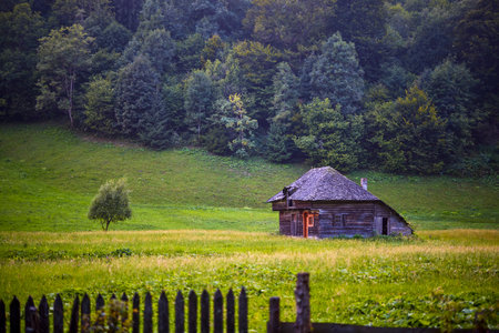 beautiful landscape in the mountain area in the Carpathian mountains Romaniaの写真素材
