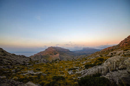 beautiful mountain landscape on the Balearic island Palma de Maiiorcaの写真素材