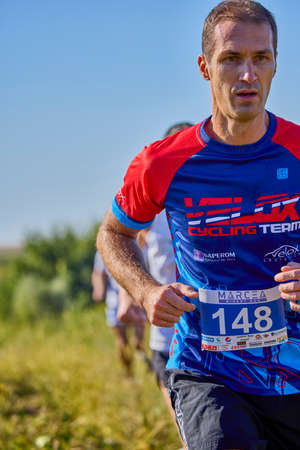 September 26, 2021: Romania, Marcea, running competition Edition no. one. Promotion of sport at local level, 6 km race.のeditorial素材