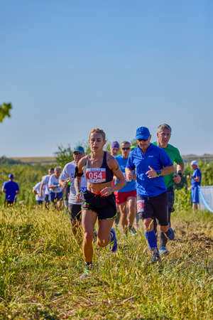 September 26, 2021: Romania, Marcea, running competition Edition no. one. Promotion of sport at local level, 6 km race.のeditorial素材
