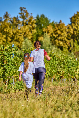 September 26, 2021: Romania, Marcea, running competition Edition no. one. Promotion of sport at local level, 6 km race.のeditorial素材