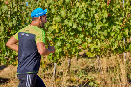 September 26, 2021: Romania, Marcea, running competition Edition no. one. Promoting sport locally, 12 km race. images from the competition.のeditorial素材