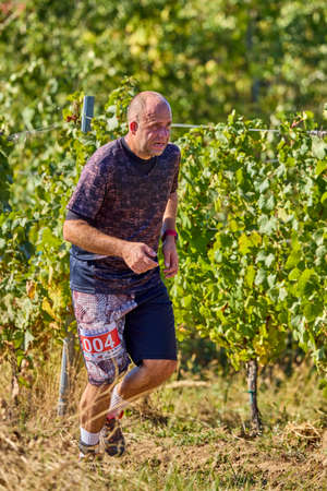 September 26, 2021: Romania, Marcea, running competition Edition no. one. Promoting sport locally, 12 km race. images from the competition.のeditorial素材