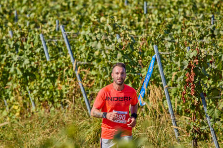 September 26, 2021: Romania, Marcea, running competition Edition no. one. Promoting sport locally, 12 km race. images from the competition.のeditorial素材