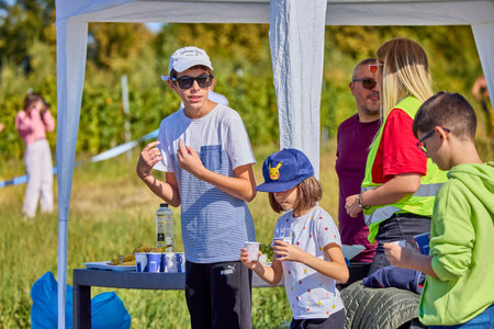 September 26, 2021: Romania, Marcea, running competition Edition no. one. Promoting sport locally, 12 km race. images from the competition.のeditorial素材