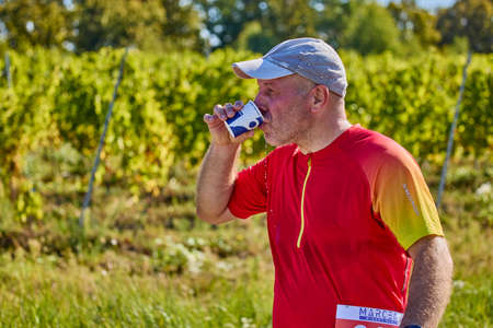 September 26, 2021: Romania, Marcea, running competition Edition no. one. Promoting sport locally, 12 km race. images from the competition.のeditorial素材