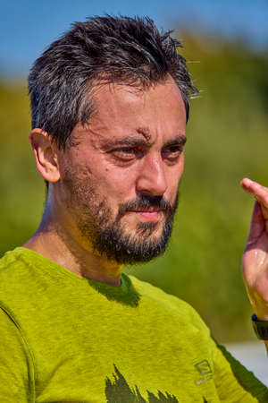 September 26, 2021: Romania, Marcea, running competition Edition no. one. Promoting sport locally, 12 km race. images from the competition.のeditorial素材