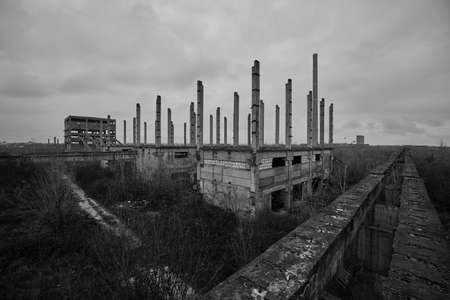 industrial landscape with a refinery, polluting industry. Industrial ruins.の写真素材