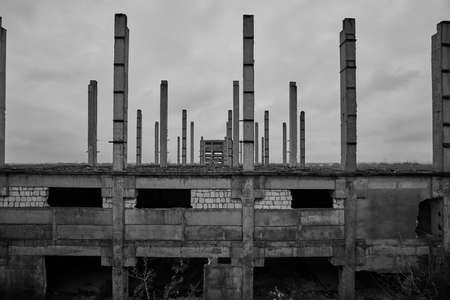 industrial landscape with a refinery, polluting industry. Industrial ruins.の写真素材