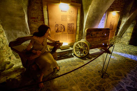 Hunedoara, Romania. January 8-2022. Corvinilor Castle, also called Huniazilor Castle. Is the medieval fortress of Hunedoara, one of the most important monuments of Gothic architecture in Romania.のeditorial素材