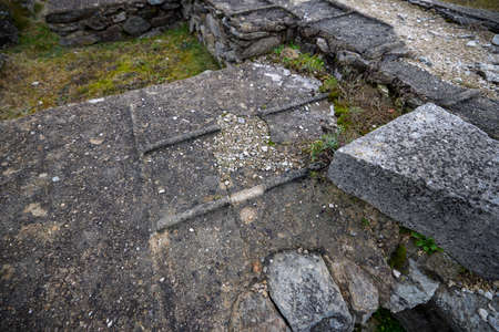 Hunedoara, Romania, January 08-2022. The ruins of the fortress Ulpia Traiana Sarmizegetusa, the Roman fortress of the years. 108-110.のeditorial素材