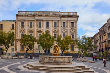 Catania, Sicily Italy March-20-2022. Images with tourist attractions of the city.