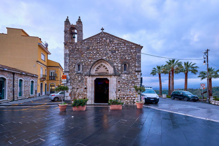 Taormina, Sicily - Italy - March 19, 2022: Pictures of the streets of Taormina, tourist attractions and symbols of the cityのeditorial素材