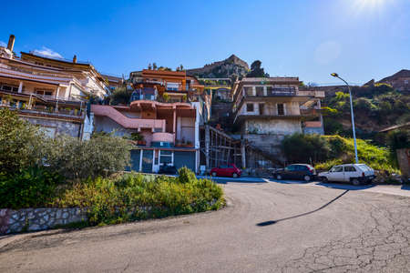 Taormina, Sicily - Italy - March 19, 2022: Pictures of the streets of Taormina, tourist attractions and symbols of the cityのeditorial素材