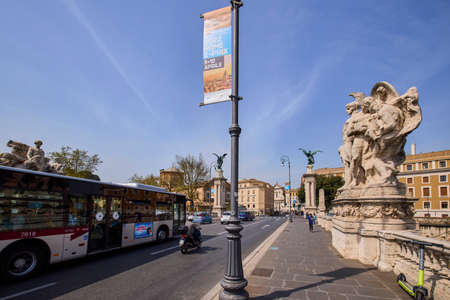 Rome Italy March 28, 2022: images with buildings and architecture in Rome on a spring day in March, Famous sights.のeditorial素材