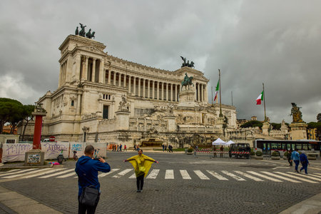 Rome Italy March 28, 2022: images with buildings and architecture in Rome on a spring day in March, Famous sights.のeditorial素材