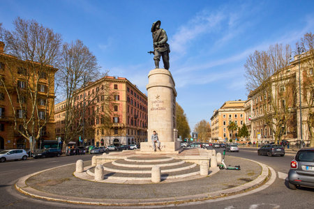 Rome Italy March 28, 2022: images with buildings and architecture in Rome on a spring day in March,...