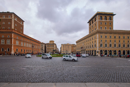 Rome Italy March 28, 2022: images with buildings and architecture in Rome on a spring day in March,...