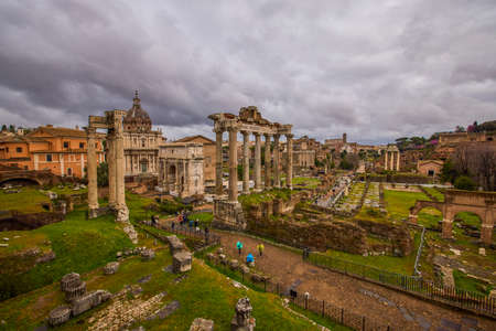 Rome Italy March 28, 2022: images with buildings and architecture in Rome on a spring day in March, Famous sights.のeditorial素材