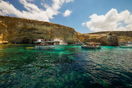 Comino, Malta 11 JUL 2022. Images of the Famous Blue Lagoon. Malta.のeditorial素材