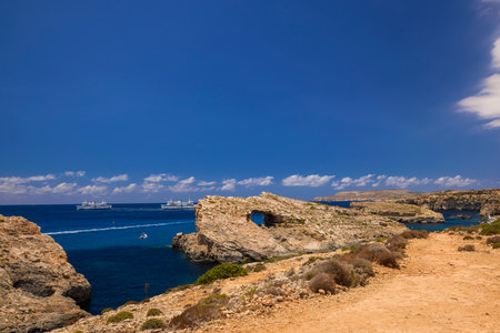 Comino, Malta 11 JUL 2022. Images of the Famous Blue Lagoon. Malta.のeditorial素材