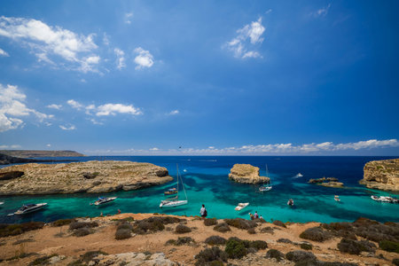 Comino, Malta 11 JUL 2022. Images of the Famous Blue Lagoon. Malta.