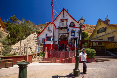Popeye Village, Malta - July 9, 2022: Images of Popeye Village. Popeye Village is one of the most popular tourist attractions in Malta.のeditorial素材