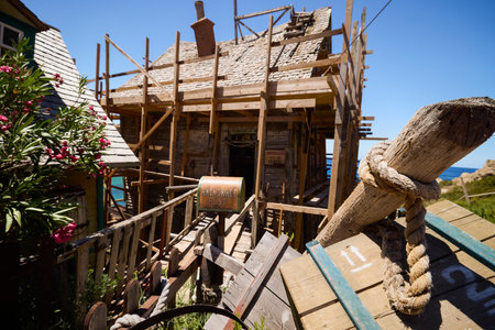 Popeye Village, Malta - July 9, 2022: Images of Popeye Village. Popeye Village is one of the most popular tourist attractions in Malta.のeditorial素材