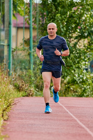 A man running on a running track