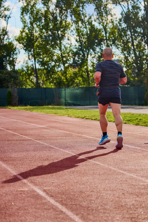 A man running on a running track
