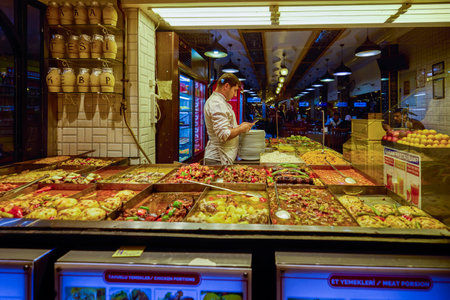 Istanbul - Turkey November 25 - 2022. night images of the streets of the old center of Istanbul, lifestyle.のeditorial素材