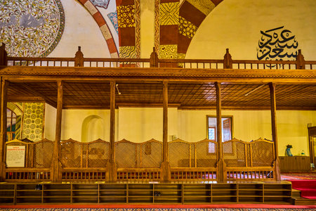 Edirne, Turkey November 23, 2022. interior with The Old Mosque (Eski Camii), also known as Grand Mosque is an early 15th-century Ottoman mosque in Edirne, Turkey.のeditorial素材