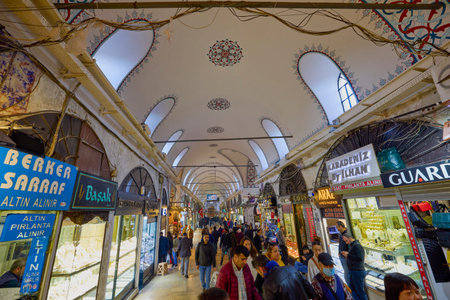 Istanbul, Turkey November 29-2022, Kapalicarsi Grand Bazaar images, Shops, traditional architecture.