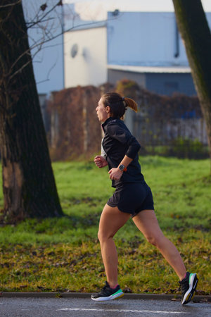 Pitesti Romania December 11-2022. Half marathon, sports event to promote sports and health in the...