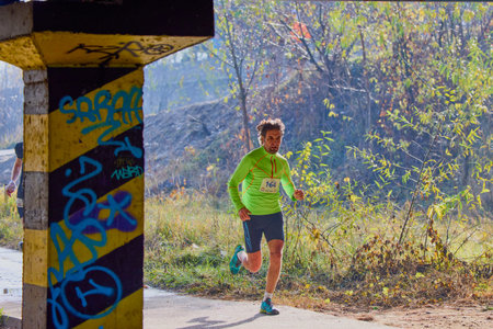 Pitesti Romania December 11-2022. Half marathon, sports event to promote sports and health in the...