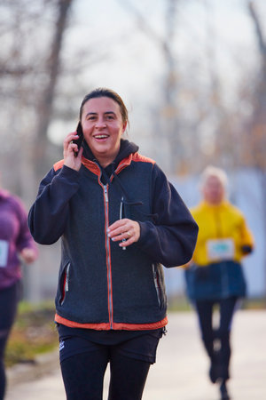 Pitesti Romania December 11-2022. Half marathon, sports event to promote sports and health in the local community.のeditorial素材