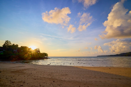 Beautiful landscape with the beach of Phuket, Thailand from the Andaman Sea.の写真素材