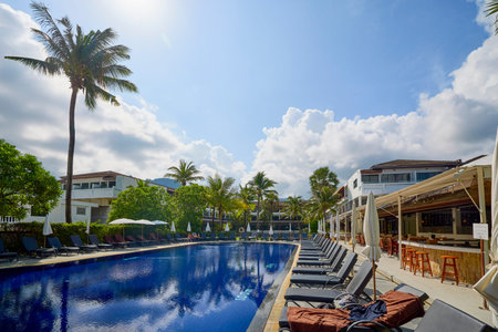 Beautiful landscape with the beach of Phuket, Thailand from the Andaman Sea.の写真素材
