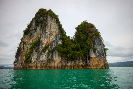 Landscape from Thailand, Khao Sok National Park, on a rainy day.の写真素材