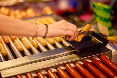 Images of food from a street food market in Thailand. Selective focus in blur.の写真素材